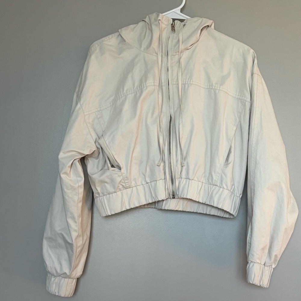 ZARA Cropped Hooded Jacket, Cream, S - Picture 6 of 10